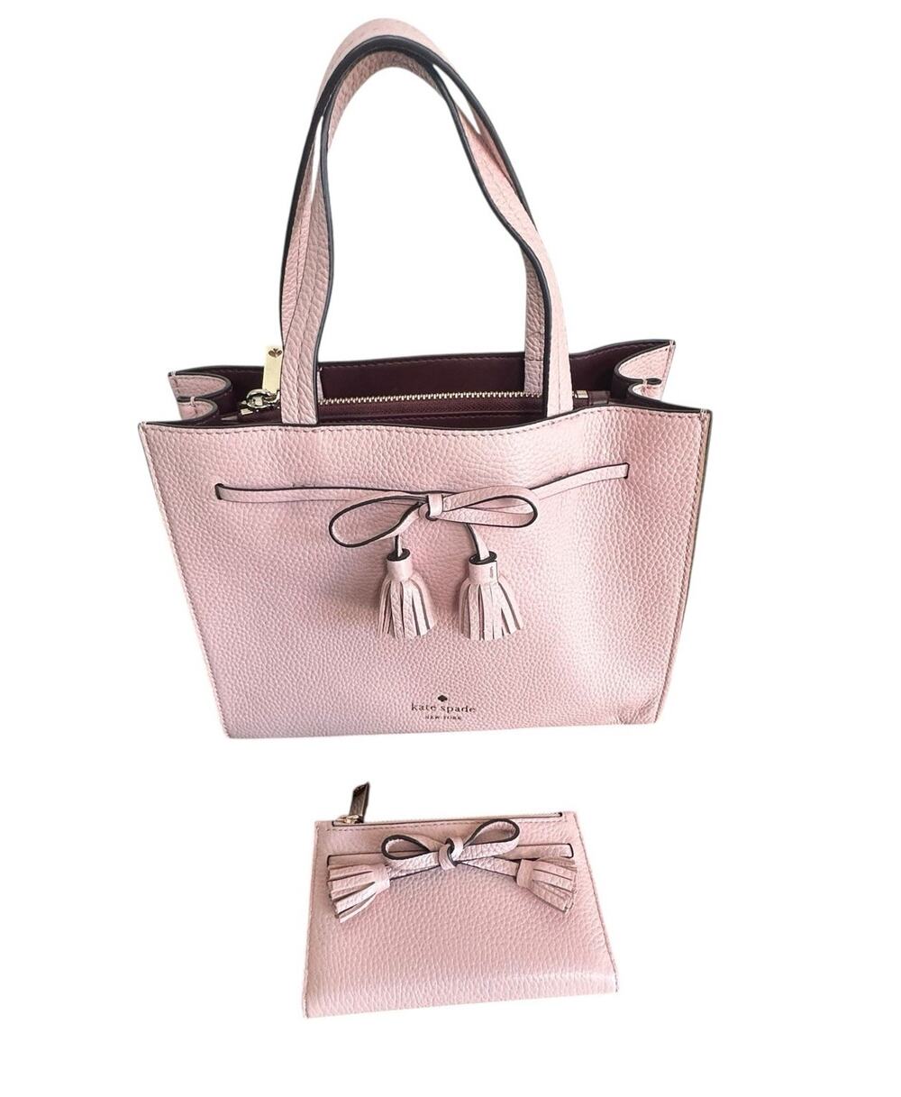 Kate Spade Rose Smoke Hayes Pebble Leather Small Satchel W/ Matching Wallet NWT
